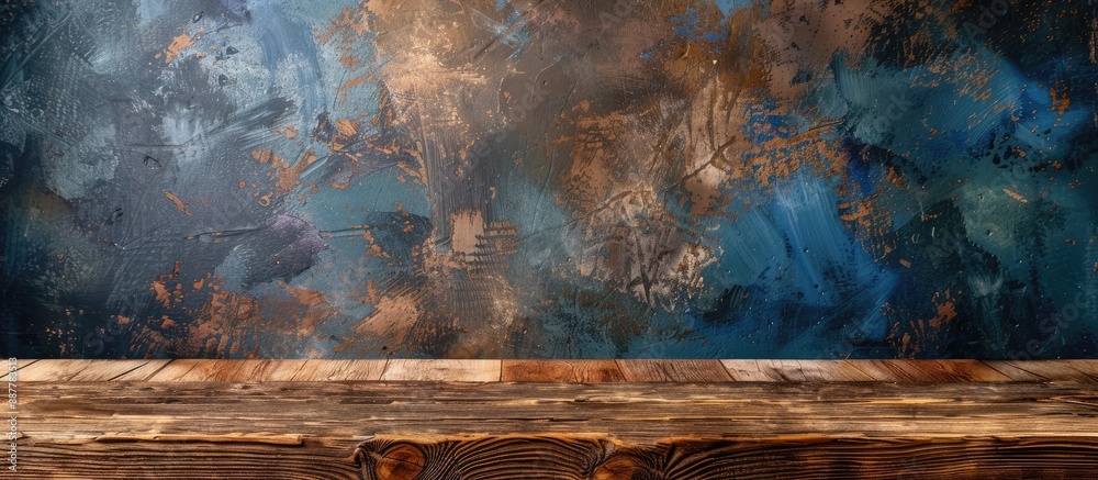Fototapete wooden table with shabby chic style creating a rustic background ideal for a copy space image