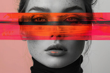 Generative AI technology cut-out graphical retro collage with vivid vintage elements paper art design