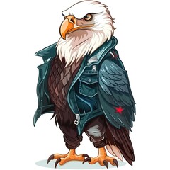 Eagle Eclectic animal fashion cartoon isolated whitebackground