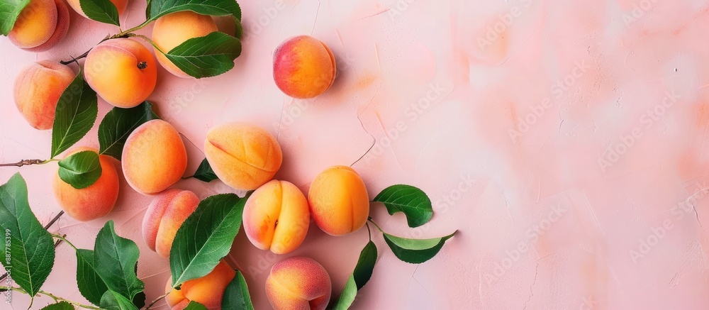 Aufkleber organic apricots with a blank space for adding text in an image grown from an apricot tree in a raw 