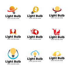 Set of Light bulb logo template. Electrical vector design.