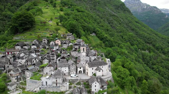 The village of Corippo is located in the Verzasca Valley in Italian-speaking Switzerland and enchants with its old stone houses.