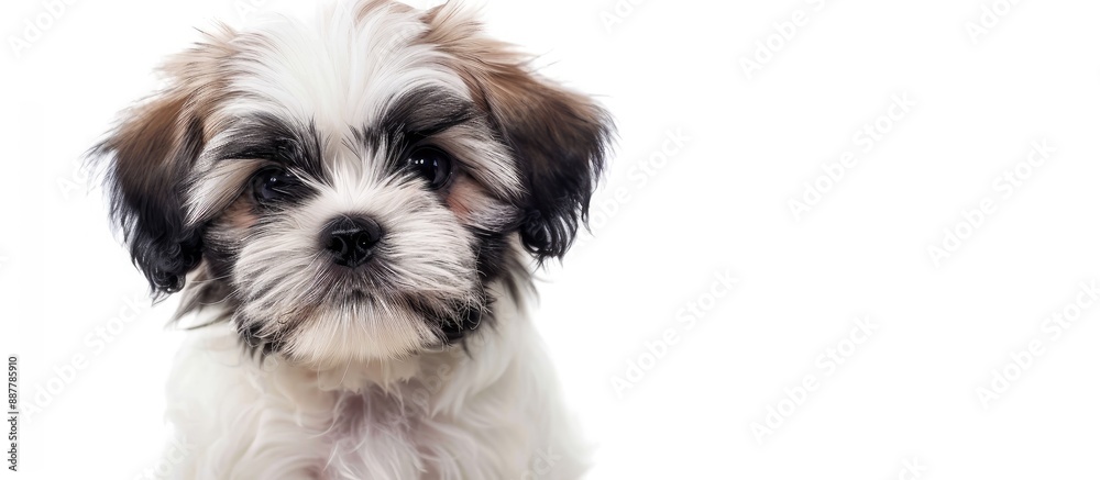 Poster a shih tzu puppy dog is on a white background providing ample copy space image