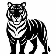 simple tiger silhouette jumping vector illustration vector art illustration