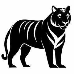 simple tiger silhouette jumping vector illustration vector art illustration