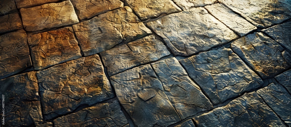 Aufkleber Unique textures like cobblestones lines and cracks create an intriguing wallpaper design with a distinctive copy space image opportunity