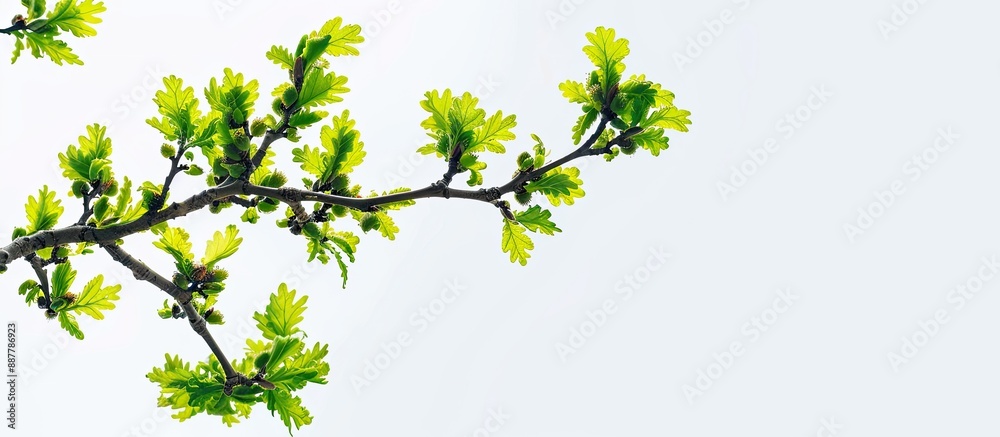 Aufkleber a lovely oak branch in spring with leaves ideal for showcasing text or images with copy space image 