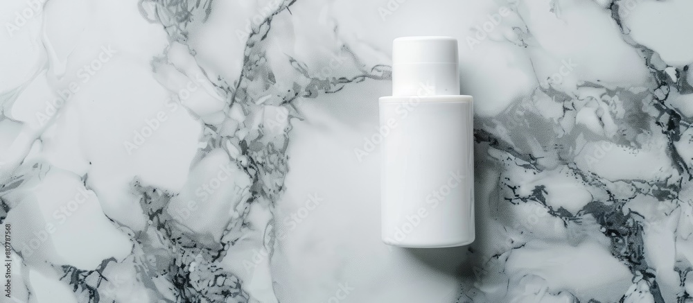 Poster top view of deodorant on a marble surface with copy space image for skin care