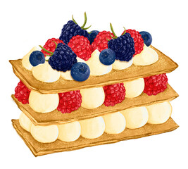 Mille-feuille png sticker, French pastry, transparent background