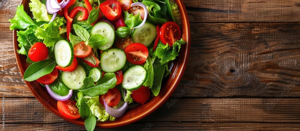 Aufkleber plate of fresh vegetable salad with a healthy food concept displayed in a copy space image