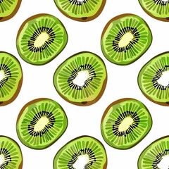 Fototapeta premium Seamless kiwi fruit cut slice pattern background