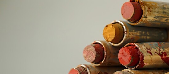 Old lipstick tubes left over with space for text or images. with copy space image. Place for adding text or design