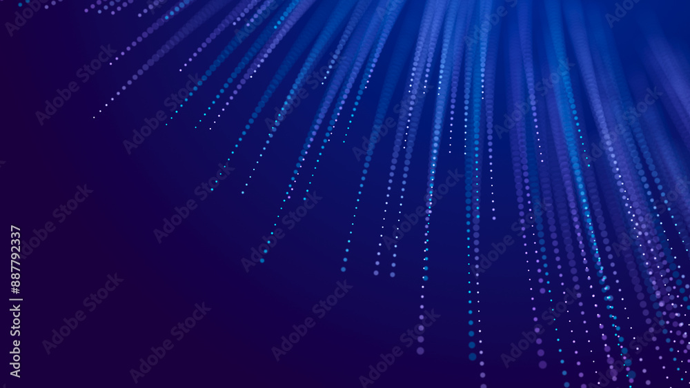 Poster digital background with movement of glowing particles. complex technologies of big data. 3d renderin