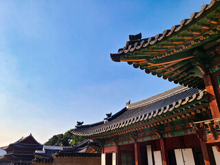 oriental roof of deoksugung palace in Seoul Korea