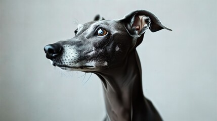 a close up of a dog with a white background