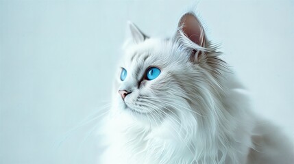 a close up of a cat with blue eyes