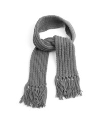 Gray warm scarf on a white background