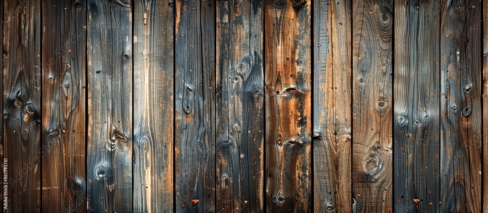 Poster Close up view of a wooden wall showing natural aging of the tree with copy space image