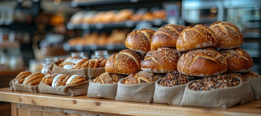 Rustic farmhouse bakery scene with fresh bread, ingredients jars, and cozy ambiance