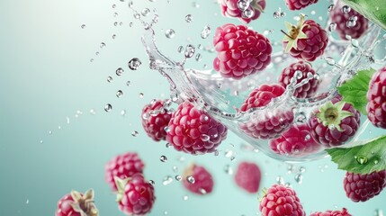 Refreshing Mulberries in Suspension - Fresh and Vibrant Berries with Water Droplets on Plain Background, Generative Ai