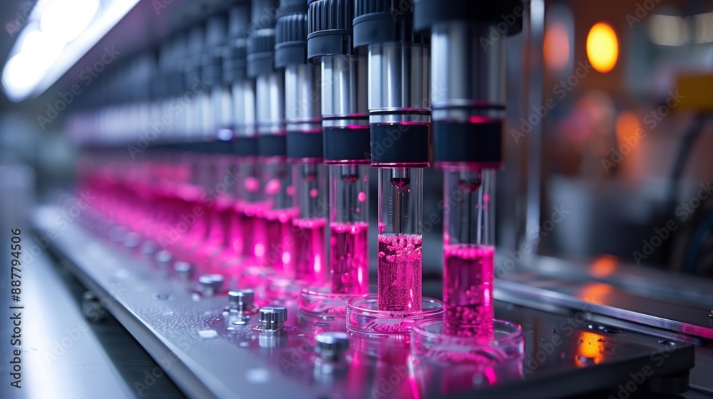 Poster a close-up view of a laboratory setup showcasing 3d bioprinting technology used in drug testing and 