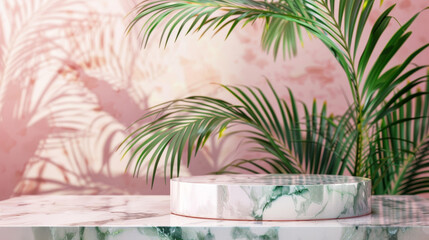Design a sleek marble podium with realistic veining to add elegance