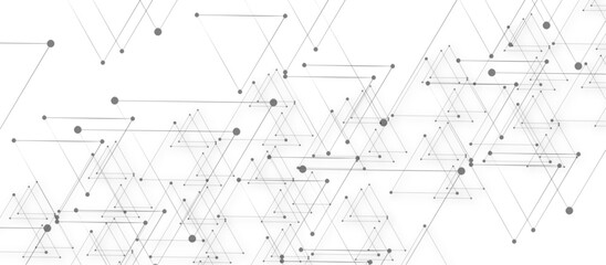 Technology abstract white digital background of connected dot with triangle stock lines. science technology futuristic concept background. Plexus of line and dot and connected particle vector