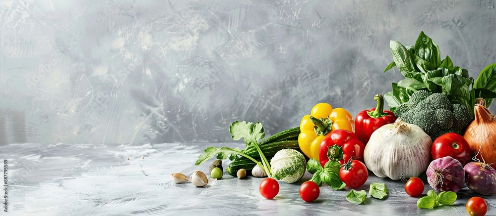 Aufkleber copy space image featuring fresh organic vegetables displayed on a table