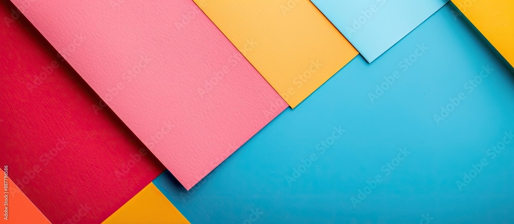 Poster trendy colored geometric cardboard background with copy space image for advertising and text
