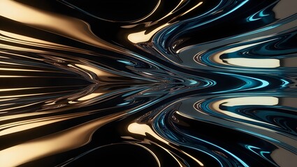Obraz premium Vivid Metallic Reflections with Detailed Fluid Forms and Futuristic Sleek Design Abstract Background