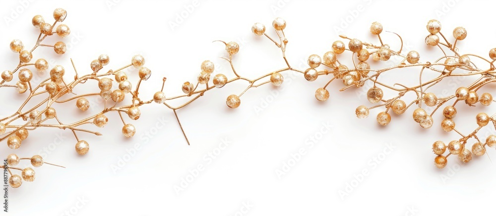 Poster isolated on a white background a golden garland adorned with berries stands elegantly creating a fes