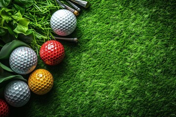 Naklejka premium Golf Balls on Green Turf