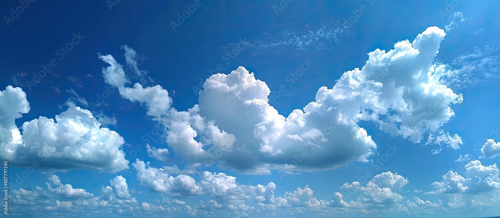 Poster a serene blue sky with various cloud formations ideal as a backdrop or for text overlays in designs 