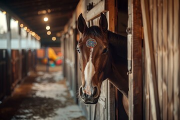 A Horse Peeking Out of Its Stall