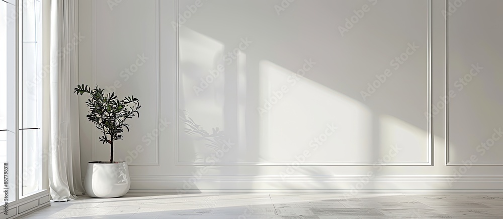 Poster interior with a white wall and empty space for a copy space image