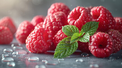 Whole and fresh raspberries with vibrant red color on a white background