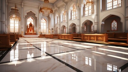 Indian Punjabi Sikh gurudwara temple interiors and ritual items 