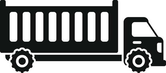 Black silhouette of a tipper lorry carrying building materials