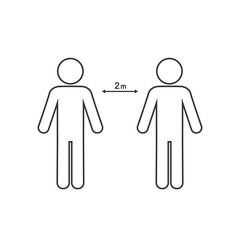 Fototapeta premium Keep distance icon. Coronovirus epidemic protective equipment. Preventive measures. Steps to protect yourself. Keep the 1 meter distance. Vector illustration