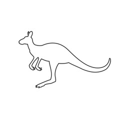 Vector black jumping kangaroo silhouette isolated on white background