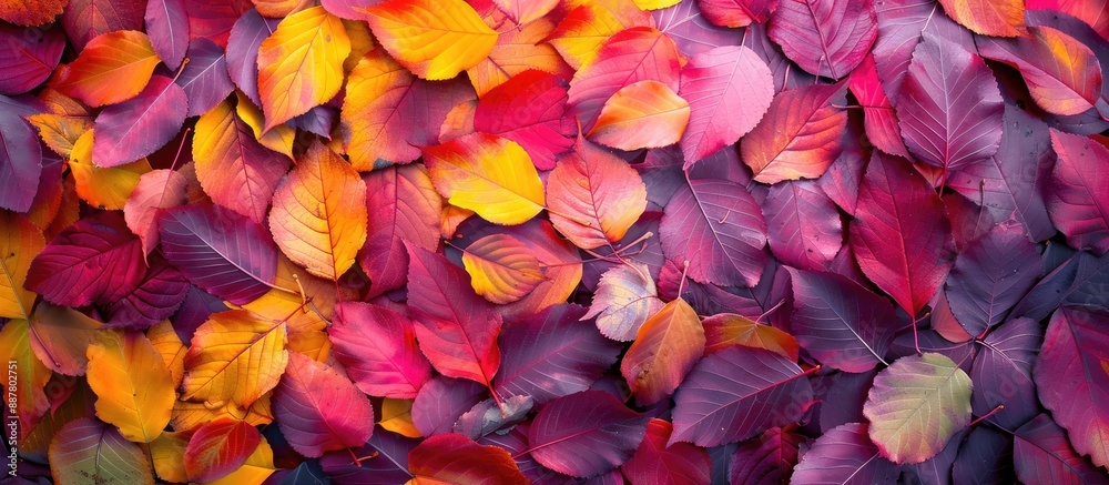 Poster Colorful autumn leaves creating an abstract backdrop with copy space image