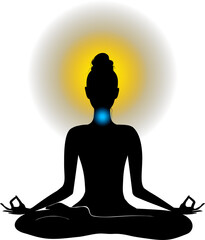 Meditation aura and throat chakra vector