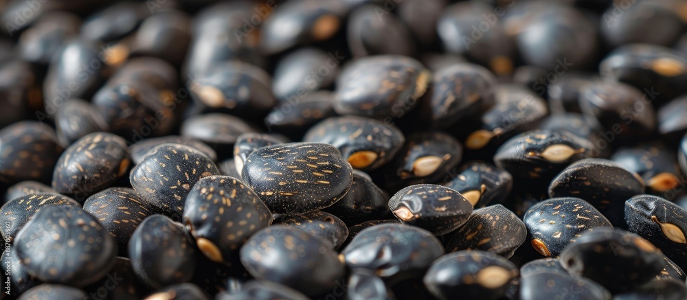 Aufkleber Close up of urad dal also known as black gram or vigna mungo against a background with available space for text. with copy space image. Place for adding text or design