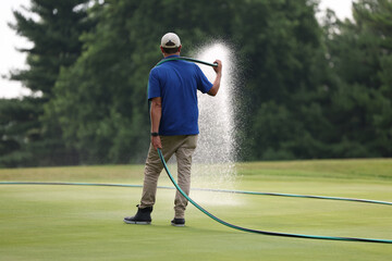 Watering golf course