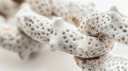 Obraz premium Close up view of weathered live coral chain on a white background