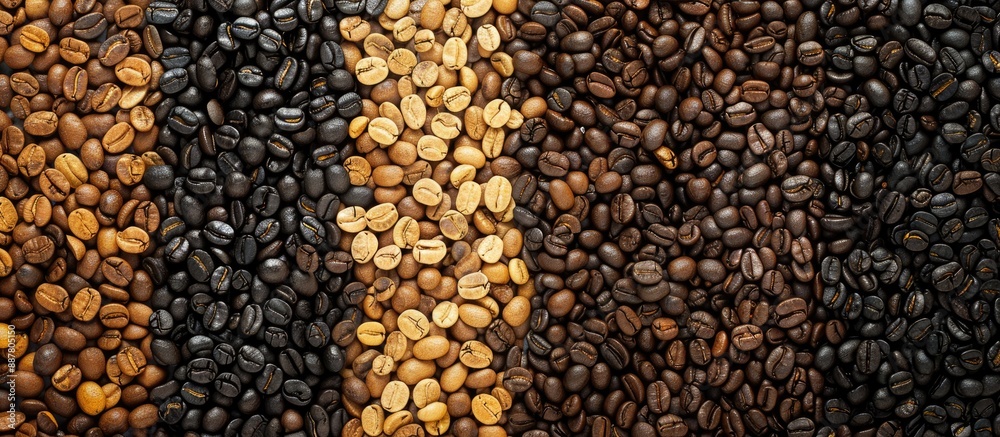 Aufkleber Prepare to roast high quality coffee beans dried with solar energy in shades of dark and light brown Ideal for a backdrop or background in a copy space image