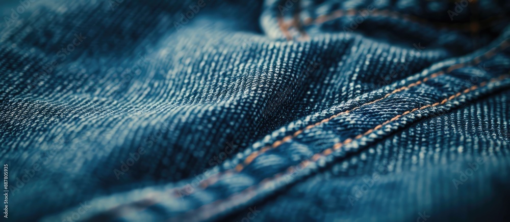 Poster Close up on a pair of jeans with a stitched pattern featuring copy space image