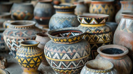 Explore the use of geometric patterns in ancient pottery and ceramics.