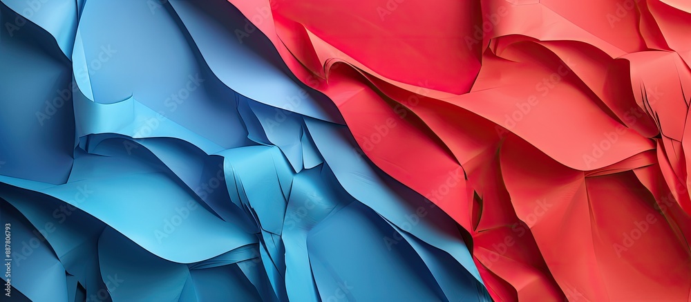 Poster Design and decorate with an abstract red and blue paper background featuring copy space image