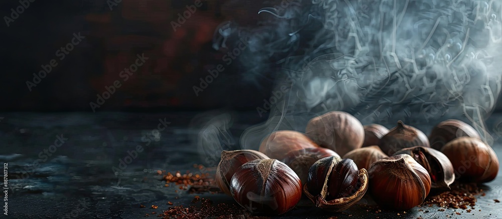 Leinwandbilder chestnuts cooked and crispy against a dark backdrop perfect for snacking with room for text or a log